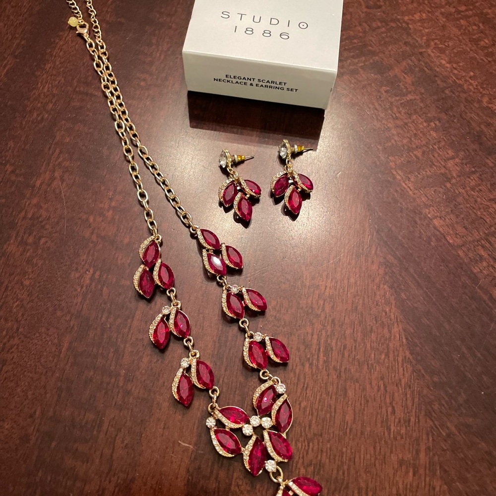 Studio 1886 Red Necklace and Earring Set